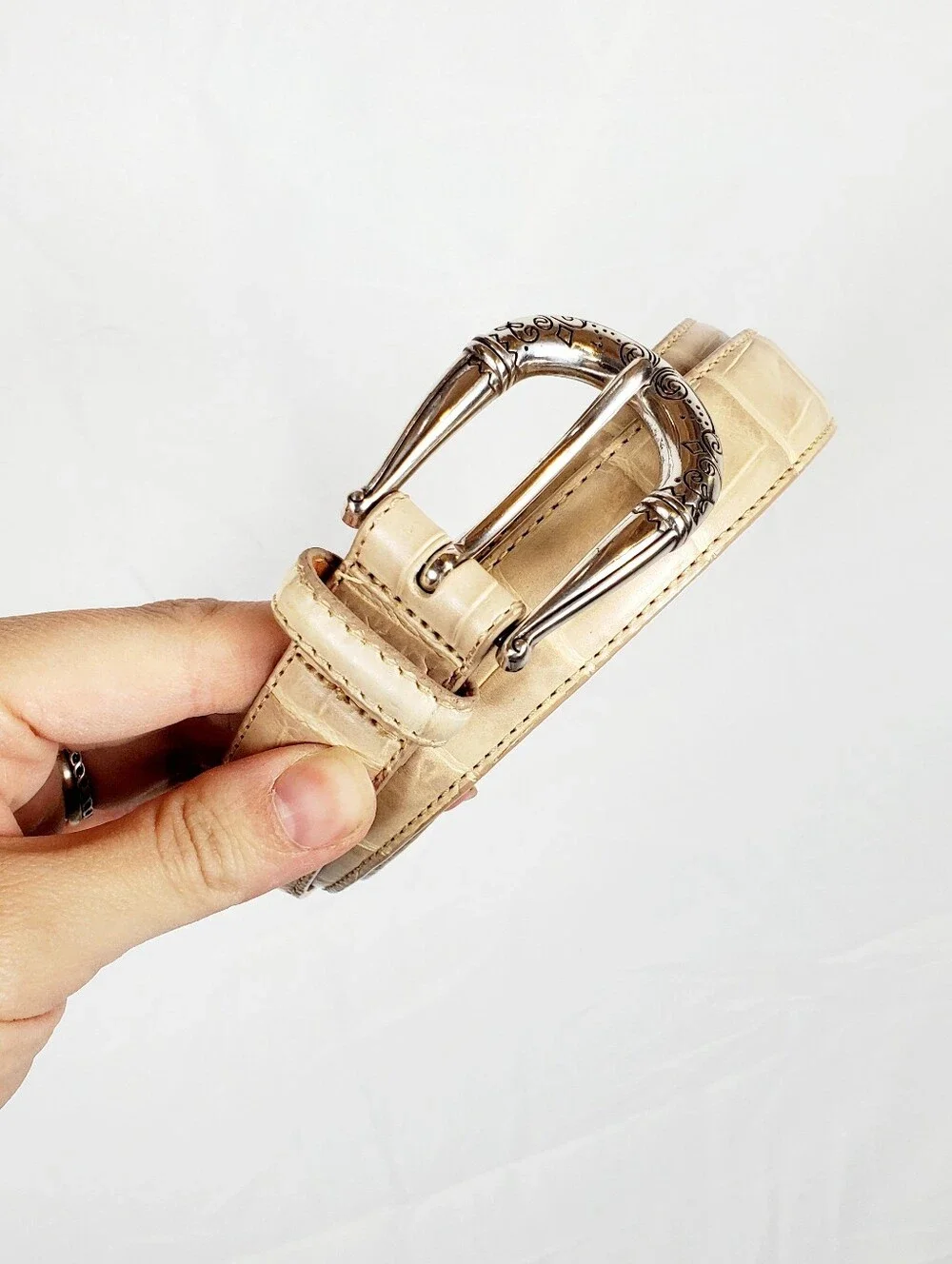 Brighton Western Beige Leather Belt Large